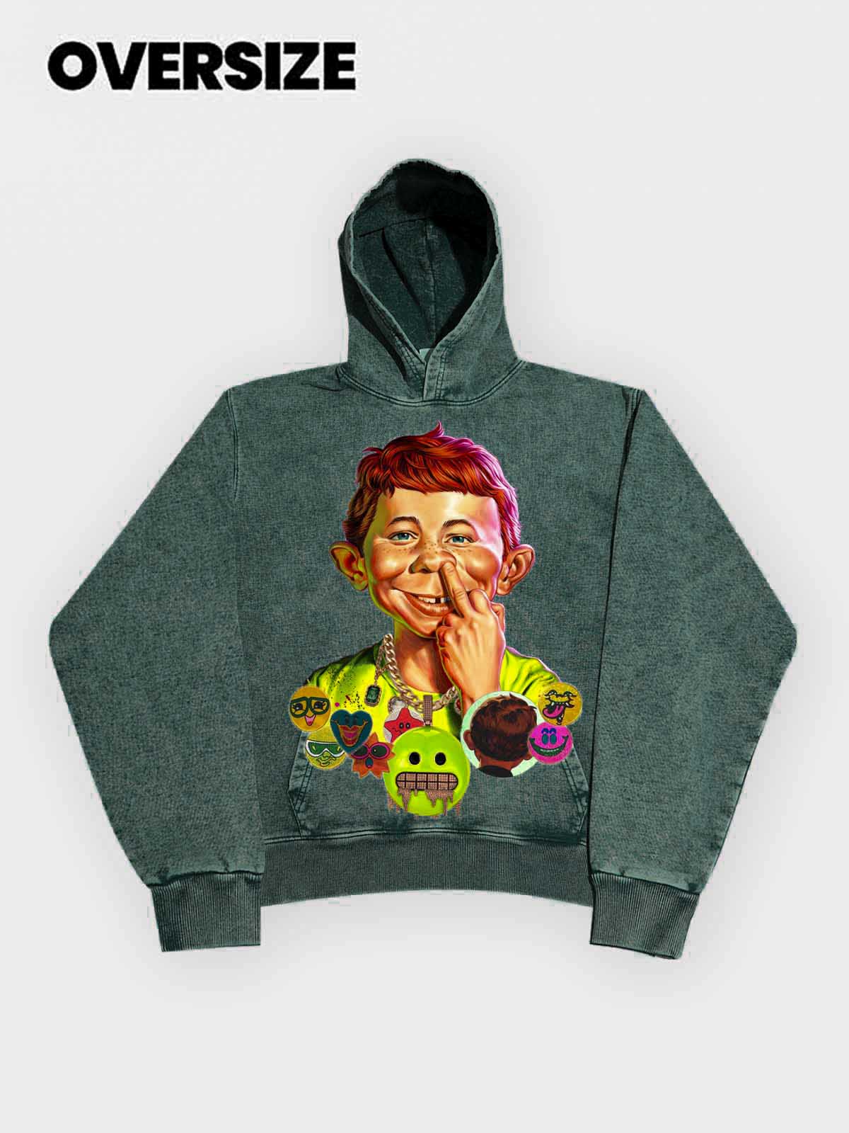 High quality Bad Boy Hip-Hop Style Distressed Print 425g Hoodie