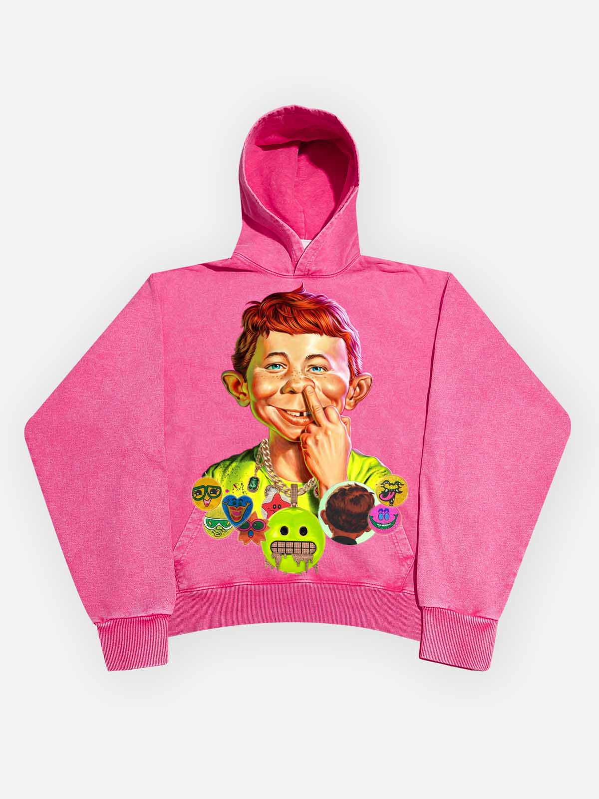 High quality Bad Boy Hip-Hop Style Distressed Print 425g Hoodie