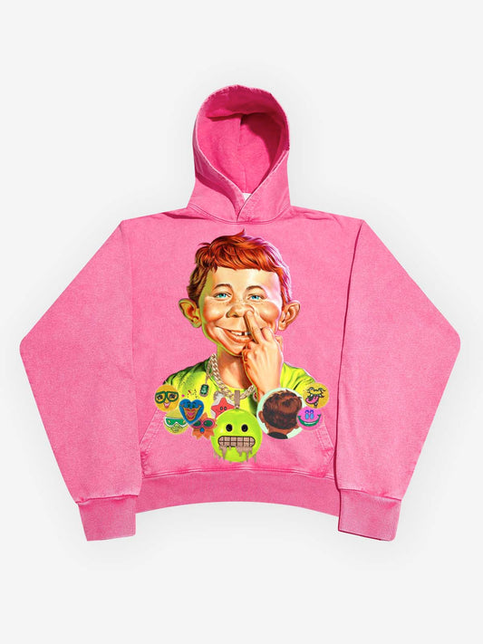 High quality Bad Boy Hip-Hop Style Distressed Print 425g Hoodie