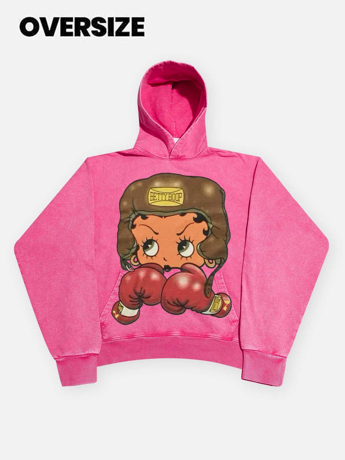 High quality Cartoon girl Boxing Print 425g Hoodie