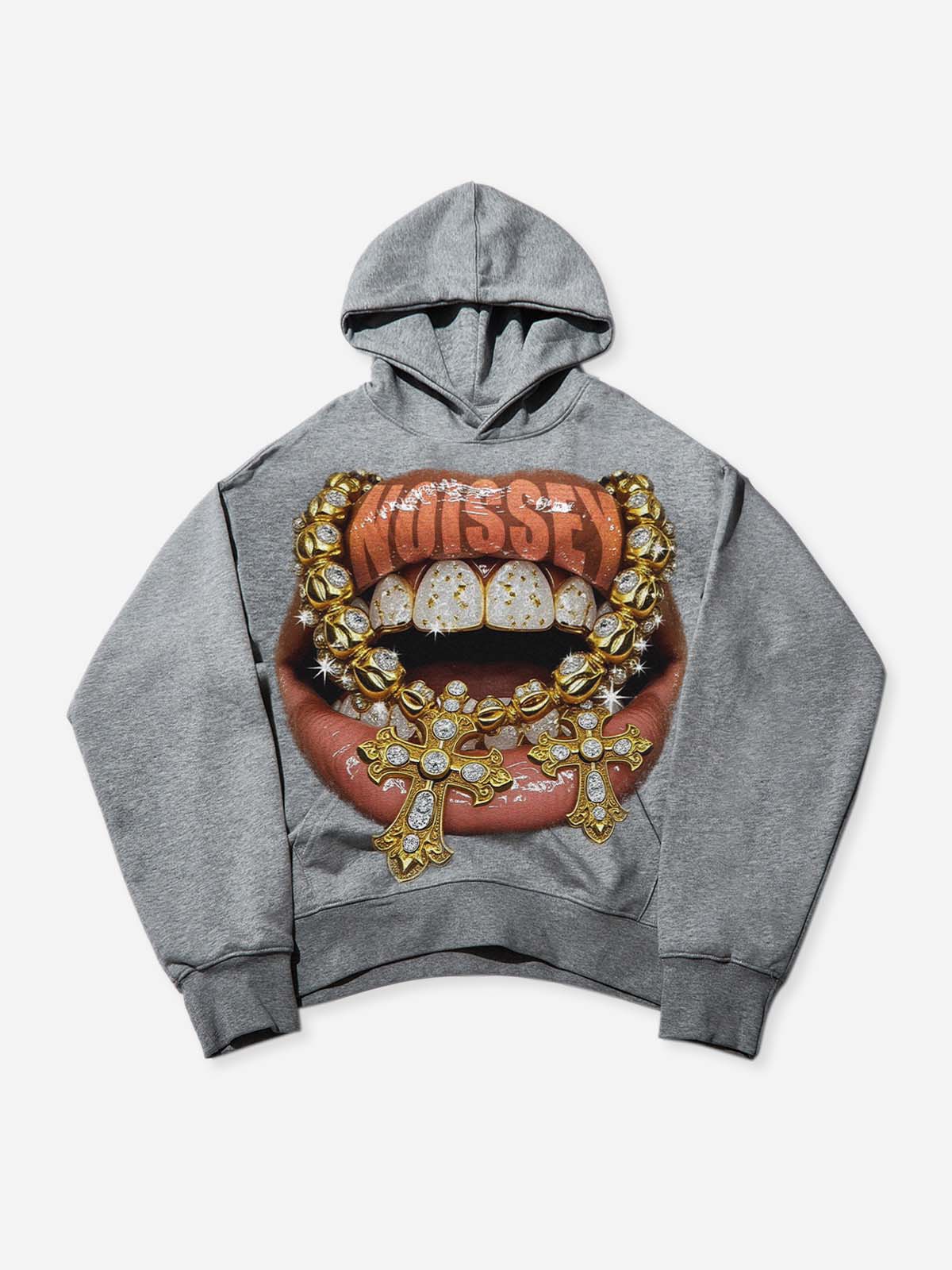 Golden Diamond Jewelry Grills Print Thin hoodie