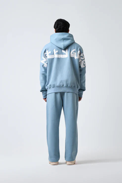 Sham set bleu pale et blanc