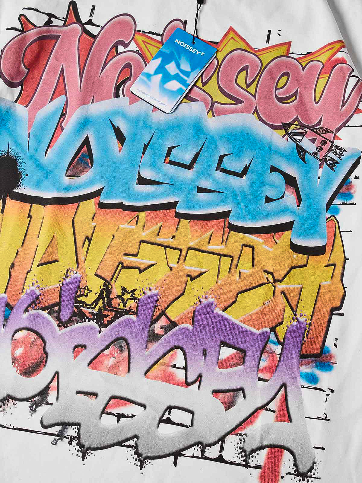 NOISSEY Multilayer Gradient Graffiti Long-Sleeve Tee - Pure White