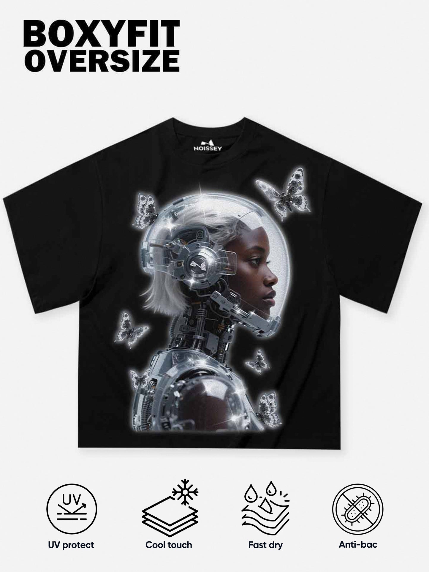 Boxy Oversized T-shirt with Space Fantasy Print