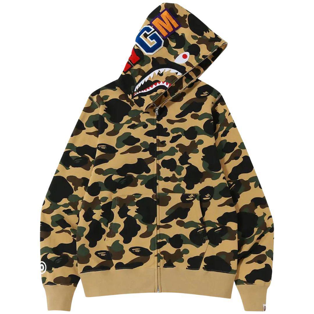 BAPE 1st Camo Shark Sweat à Capuche Zippé Jaune