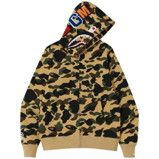 BAPE 1st Camo Shark Sweat à Capuche Zippé Jaune