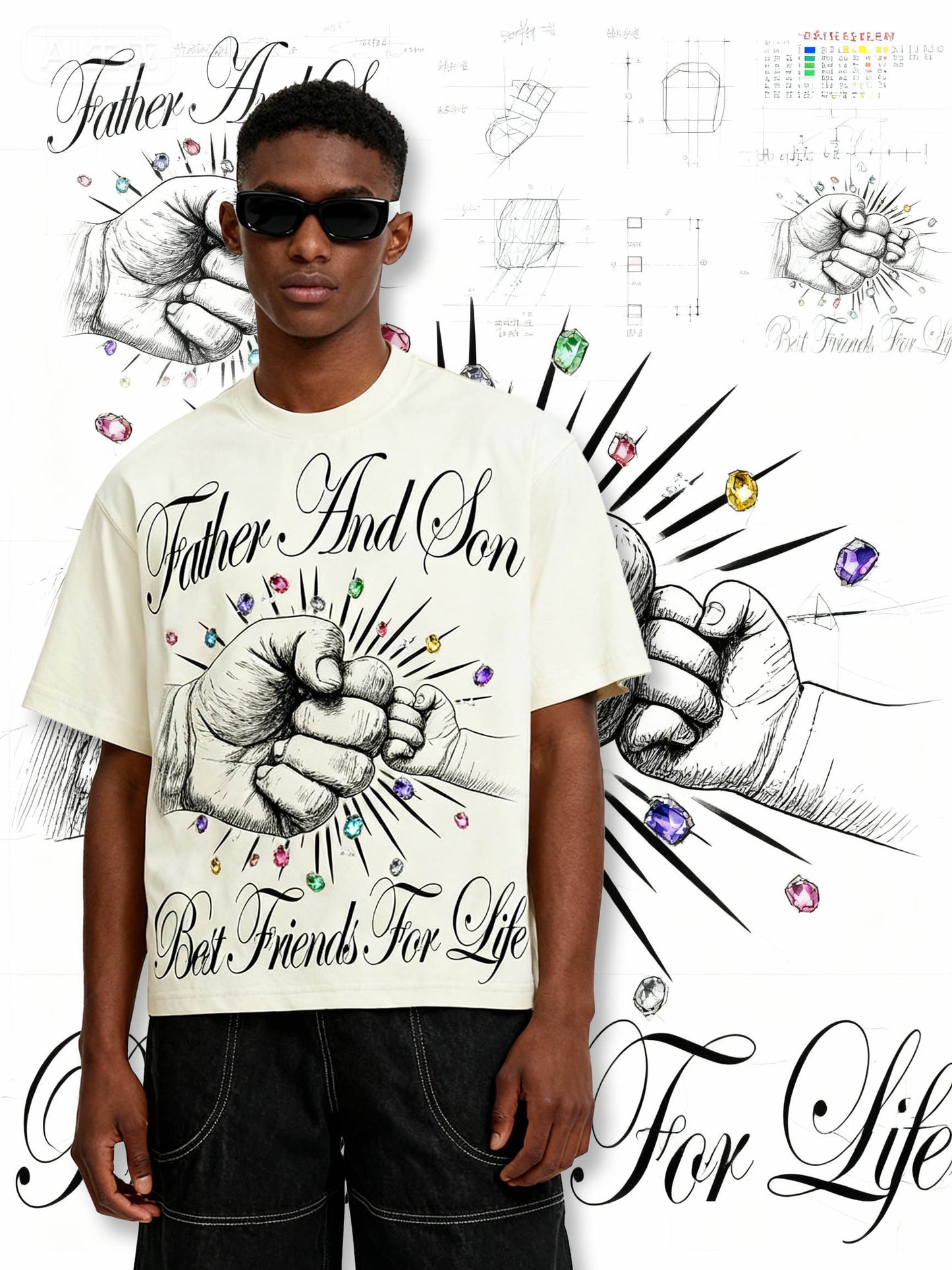 “Father and son best friends for life” Boxy Oversized T- shirt