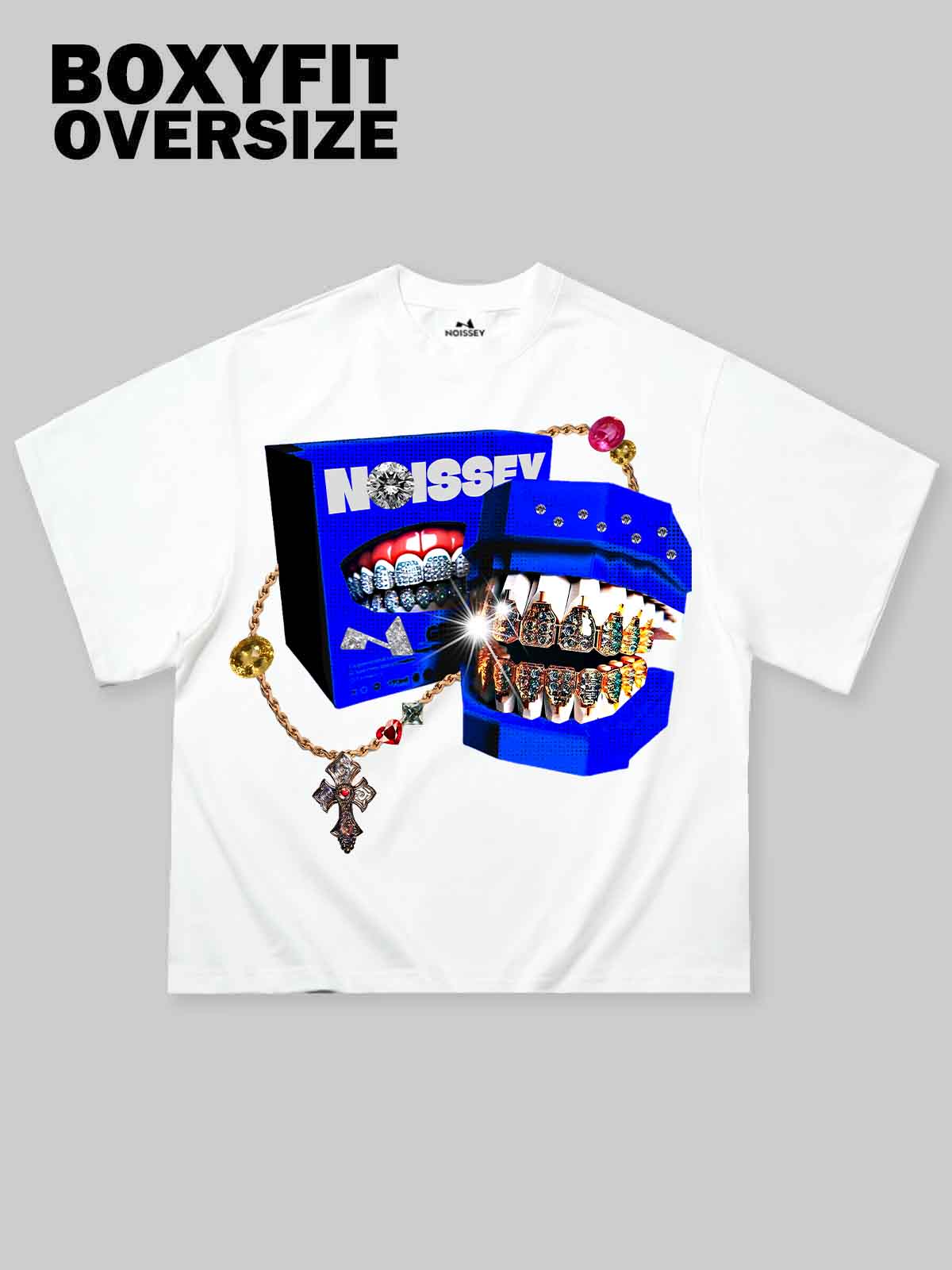 Klein Blue Lego Brick Grills Print Boxy Oversized T-shirt