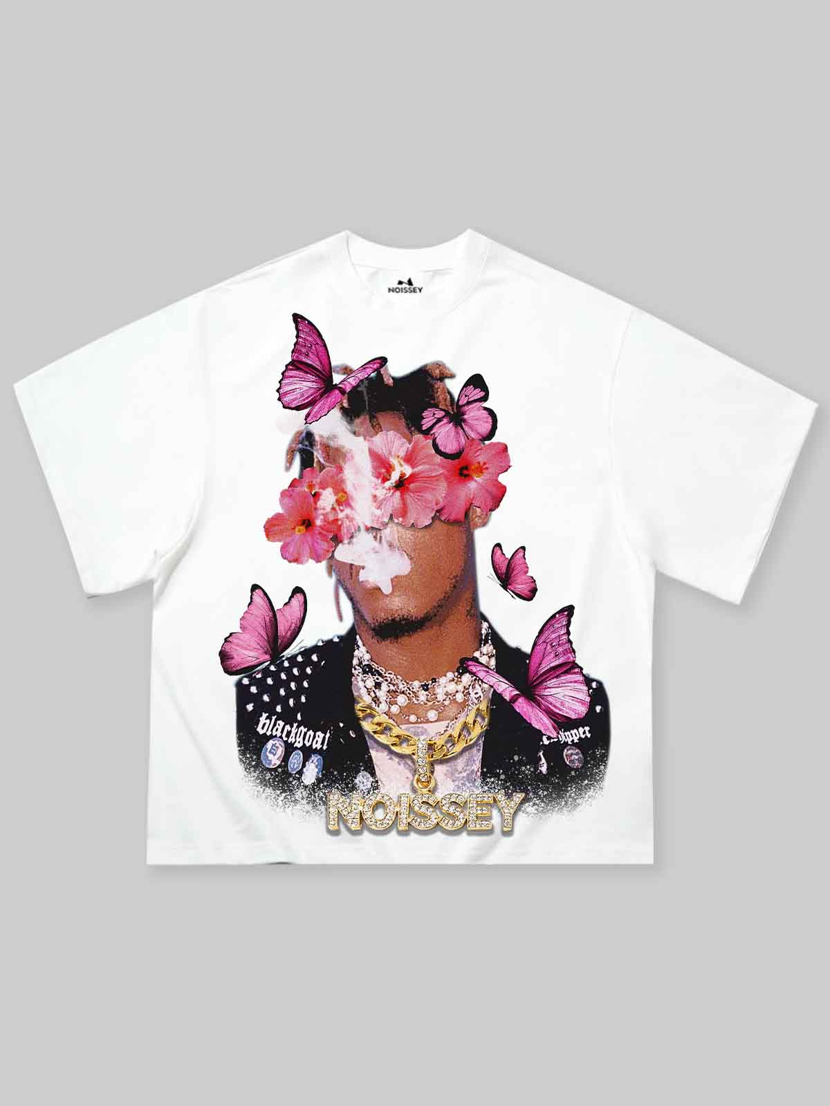 Boxy Oversized T-shirt with Floral & Butterfly Boy Print