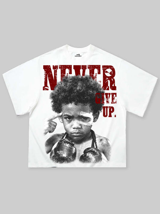 "Never give up" Boxy Oversized T- shirt