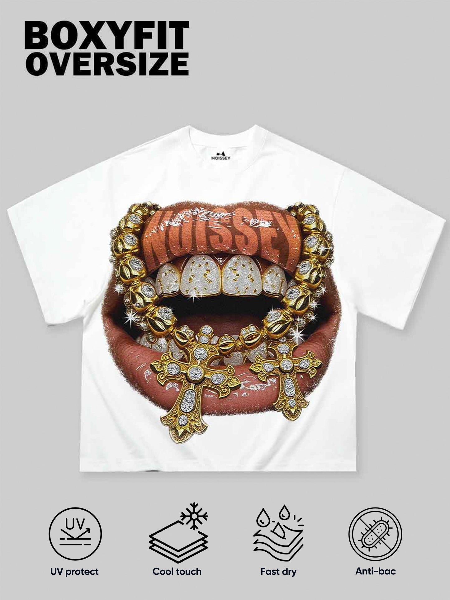 Boxy oversized T-shirt Golden Diamond Jewelry Grills Print T-Shirt