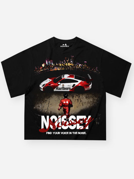 NOISSEY "Marlboro Racing" Black Tee - Boxy Graphic T-Shirt
