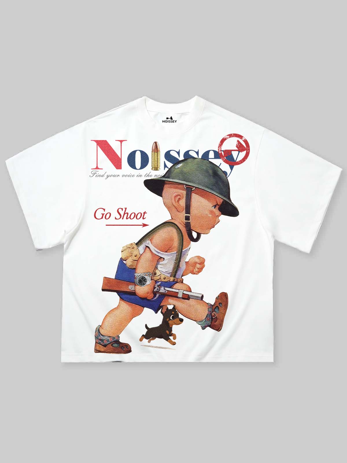 Boxy Oversized T-shirt with Angry Cartoon Kid Trendy Print