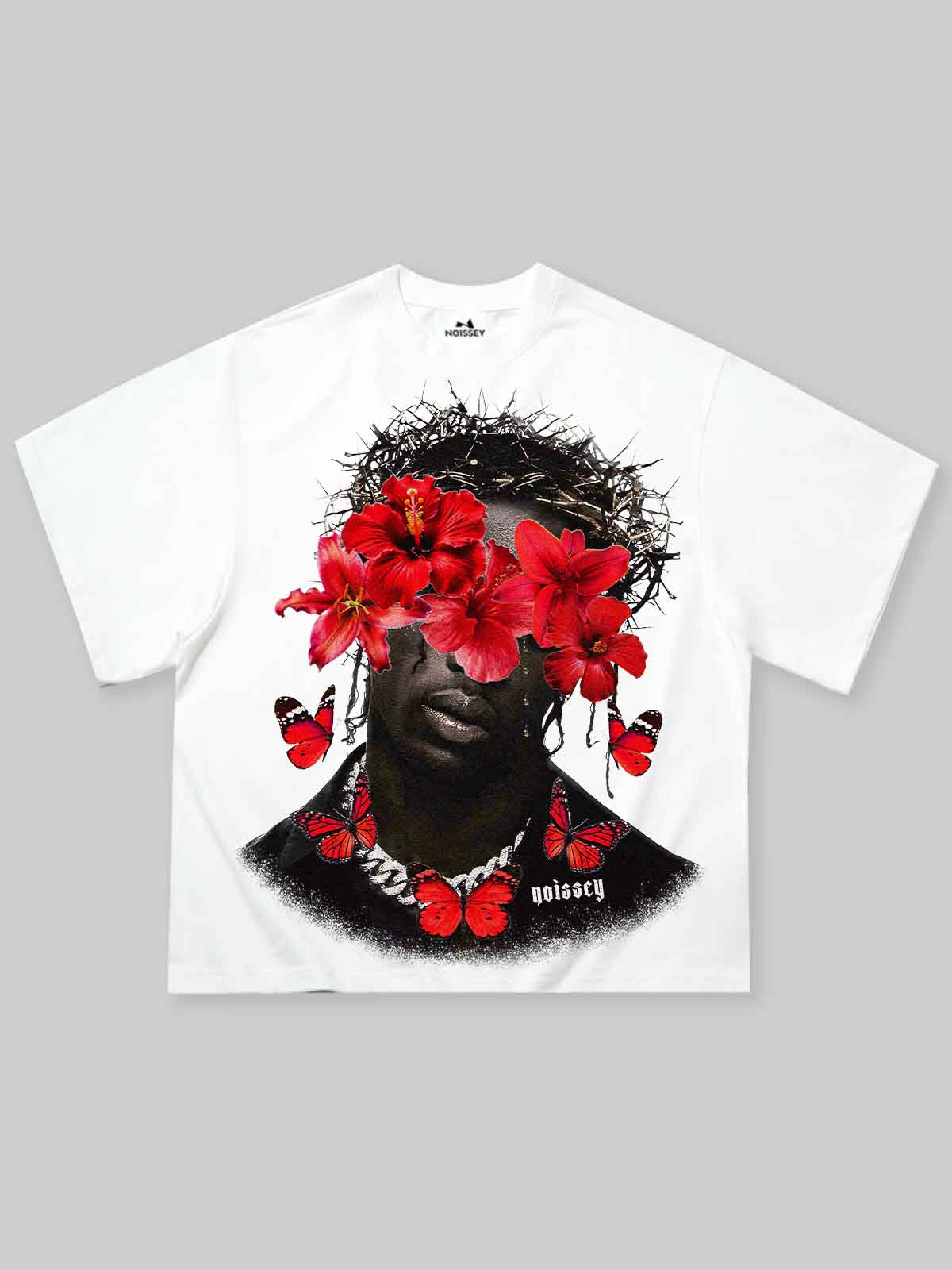 Boxy Oversized T-shirt "Red Bloom"