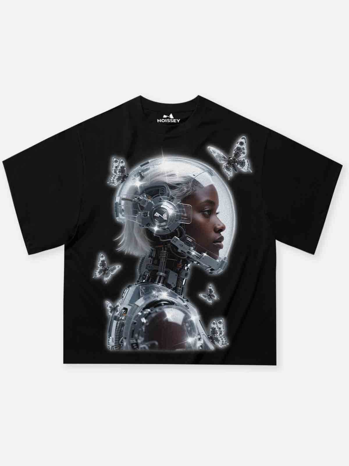 Boxy Oversized T-shirt with Space Fantasy Print