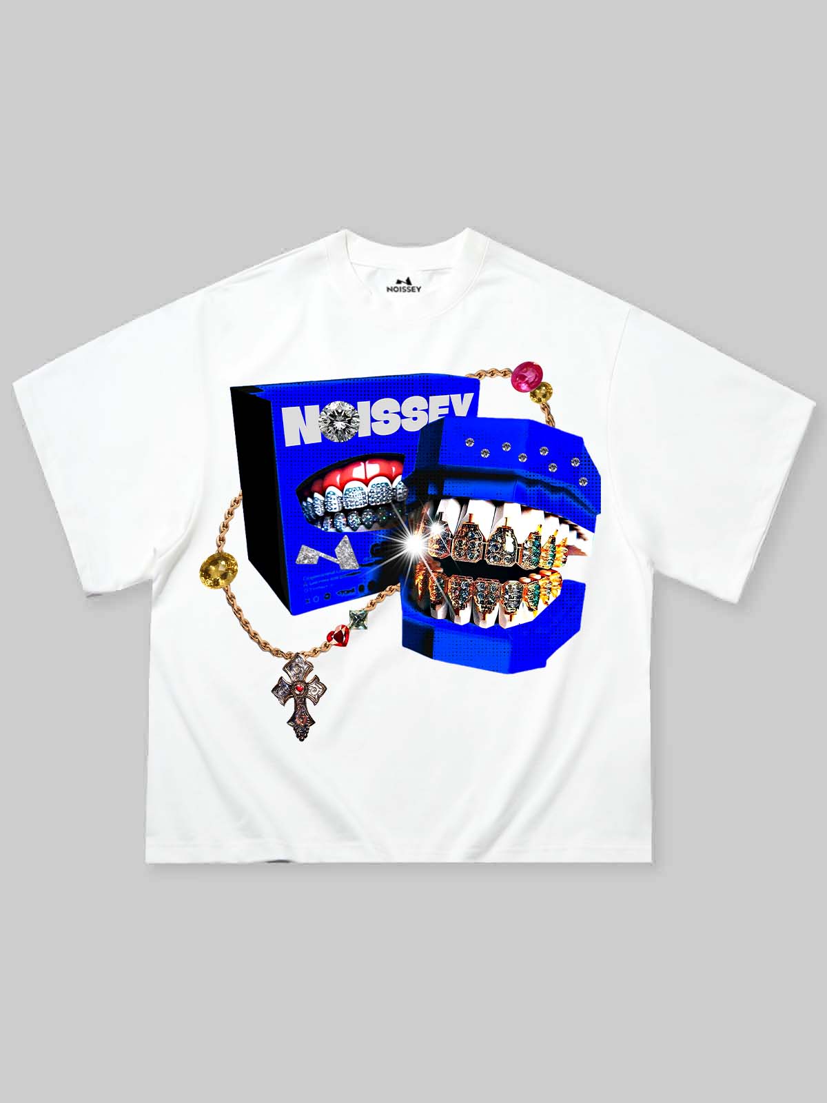 Klein Blue Lego Brick Grills Print Boxy Oversized T-shirt