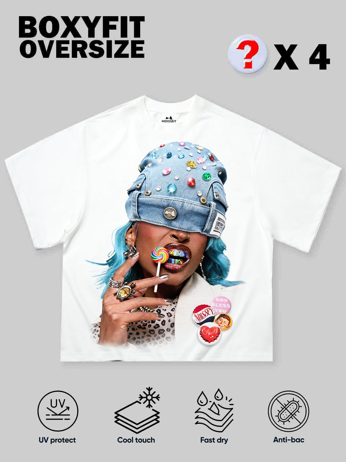 NOISSEY "Lollipop Icon" White Tee - DIY Graphic T-Shirt