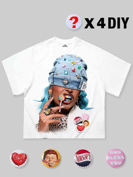 NOISSEY "Lollipop Icon" White Tee - DIY Graphic T-Shirt