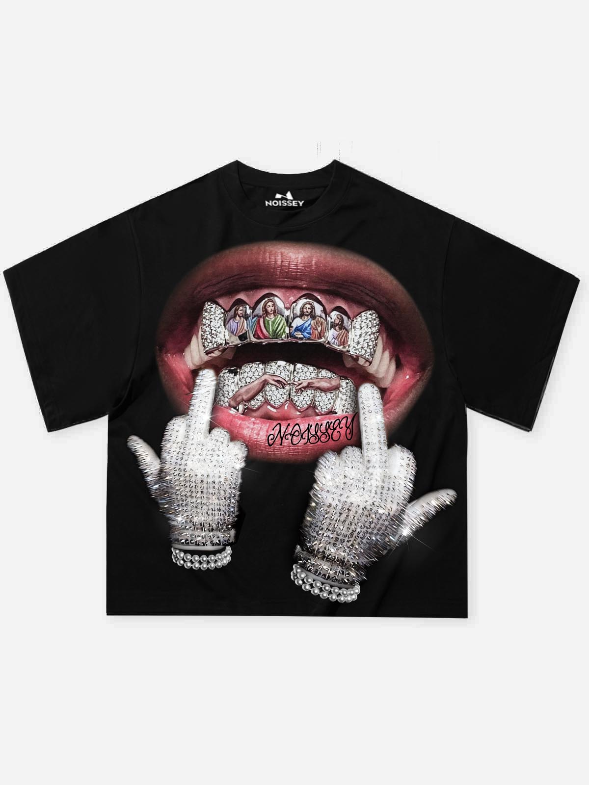 NOISSEY "The Last Supper Grillz" Graphic Tee - Heavyweight Jet Black