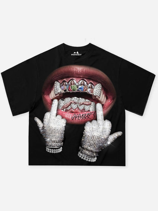 NOISSEY "The Last Supper Grillz" Graphic Tee - Heavyweight Jet Black