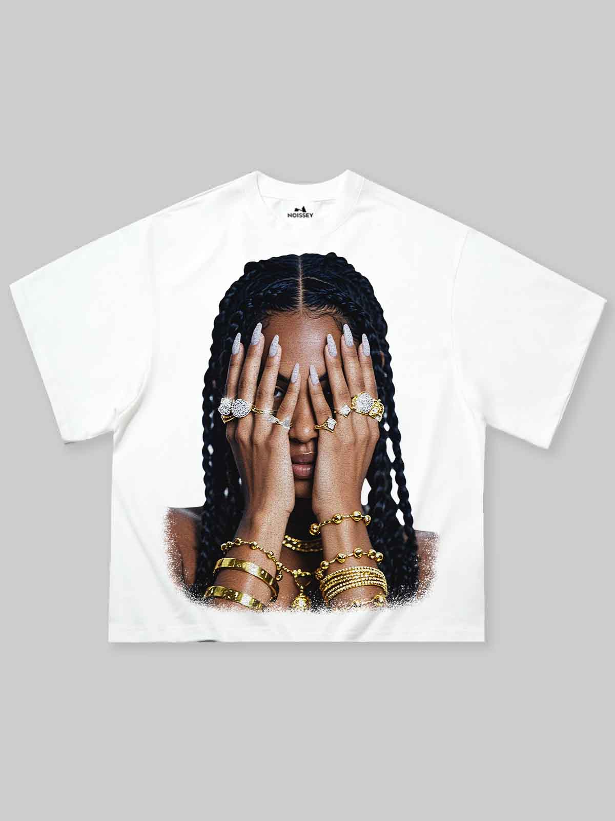 Boxy oversized T-shirt Girl & Her Gilded Nail Art Print T-Shirt