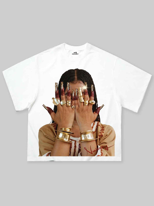 Gold Jewelry Vintage Nails Boxy Oversized T-shirt