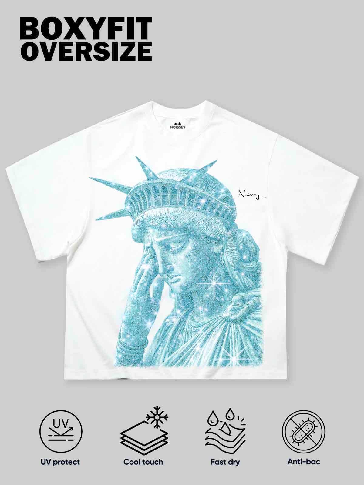 Crying Statue of Liberty Print Boxy Oversized T-shirt