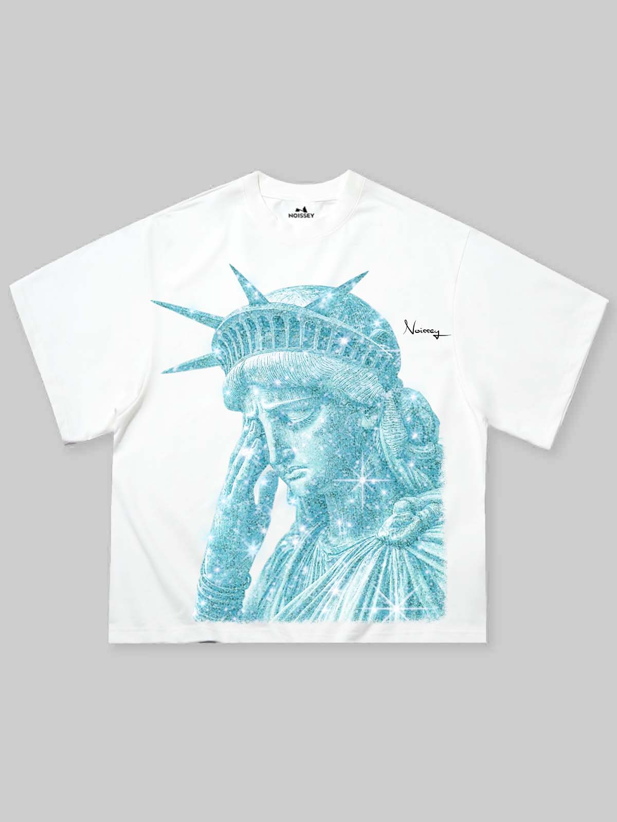 Crying Statue of Liberty Print Boxy Oversized T-shirt