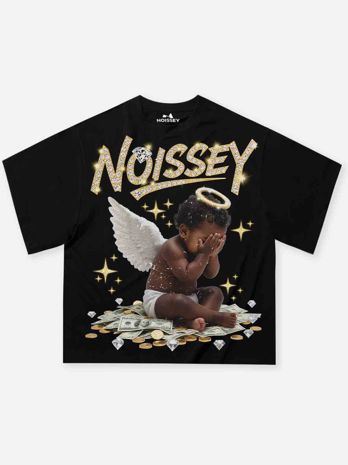 Crying Money Angel Print Boxy Oversized T-shirt