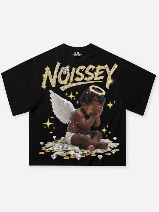 Crying Money Angel Print Boxy Oversized T-shirt