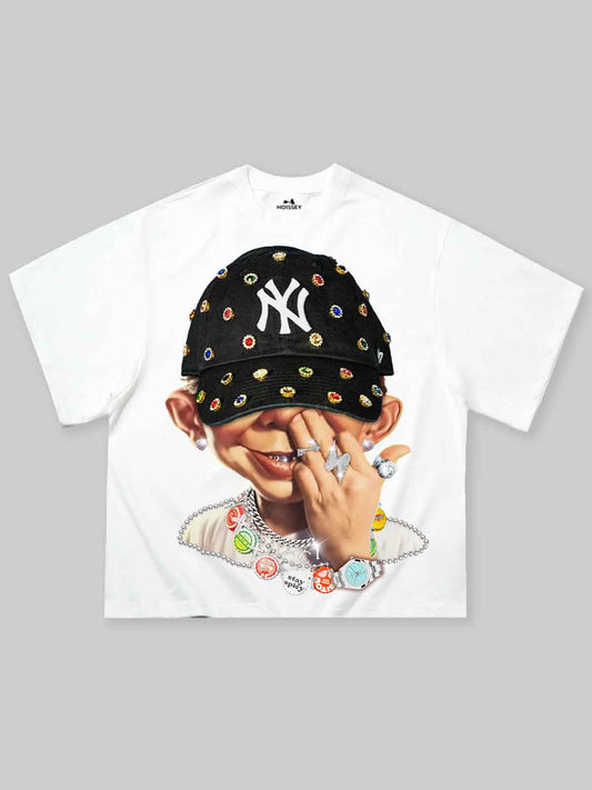 Boxy Oversized T-shirt "Bad Boy Trendy Hip-Hop Personalized Print"