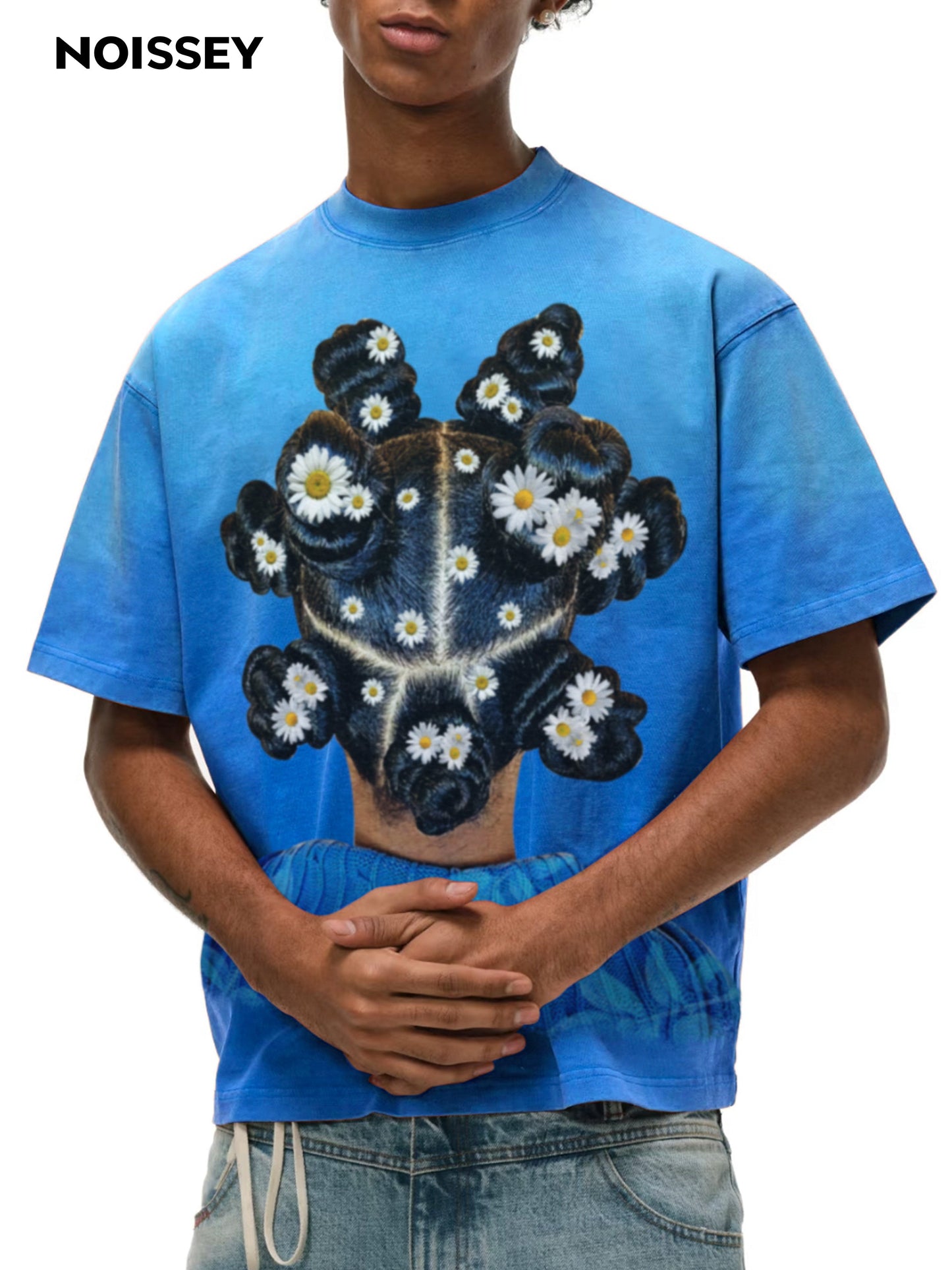 Summer Delight Daisy Blue Wash Print T-shirt