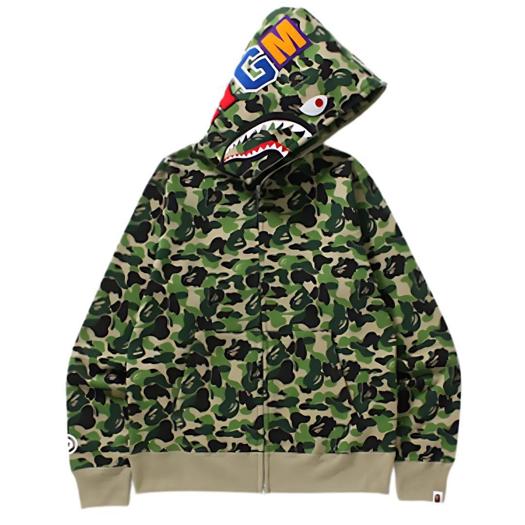 Bape Hoodie ZipUp Camo Green