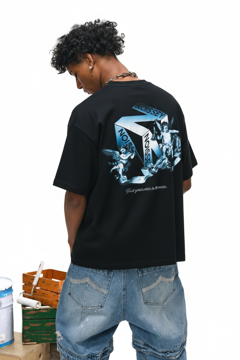 "Find Your Voice" Cube Cherub Graphic Tee - Artistic Streetwear T-Shirt
