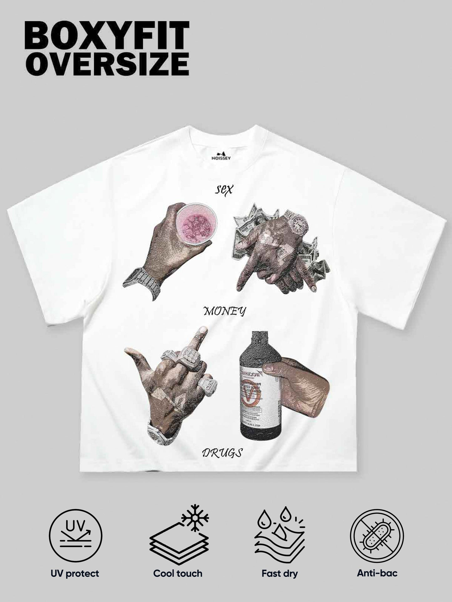 Boxy Oversized T-shirt with Gesture Slogan Print