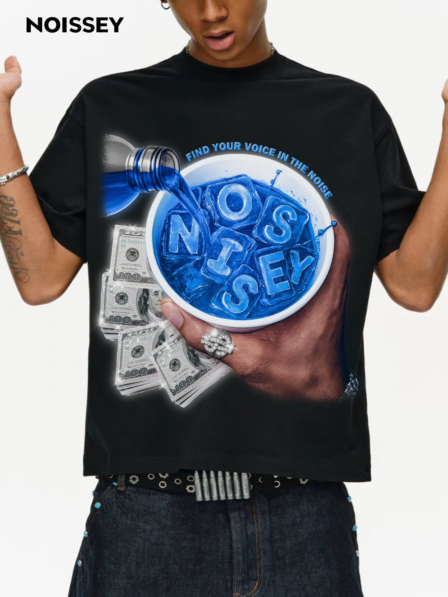 Boxy Oversized T-shirt "Cheers to Money"