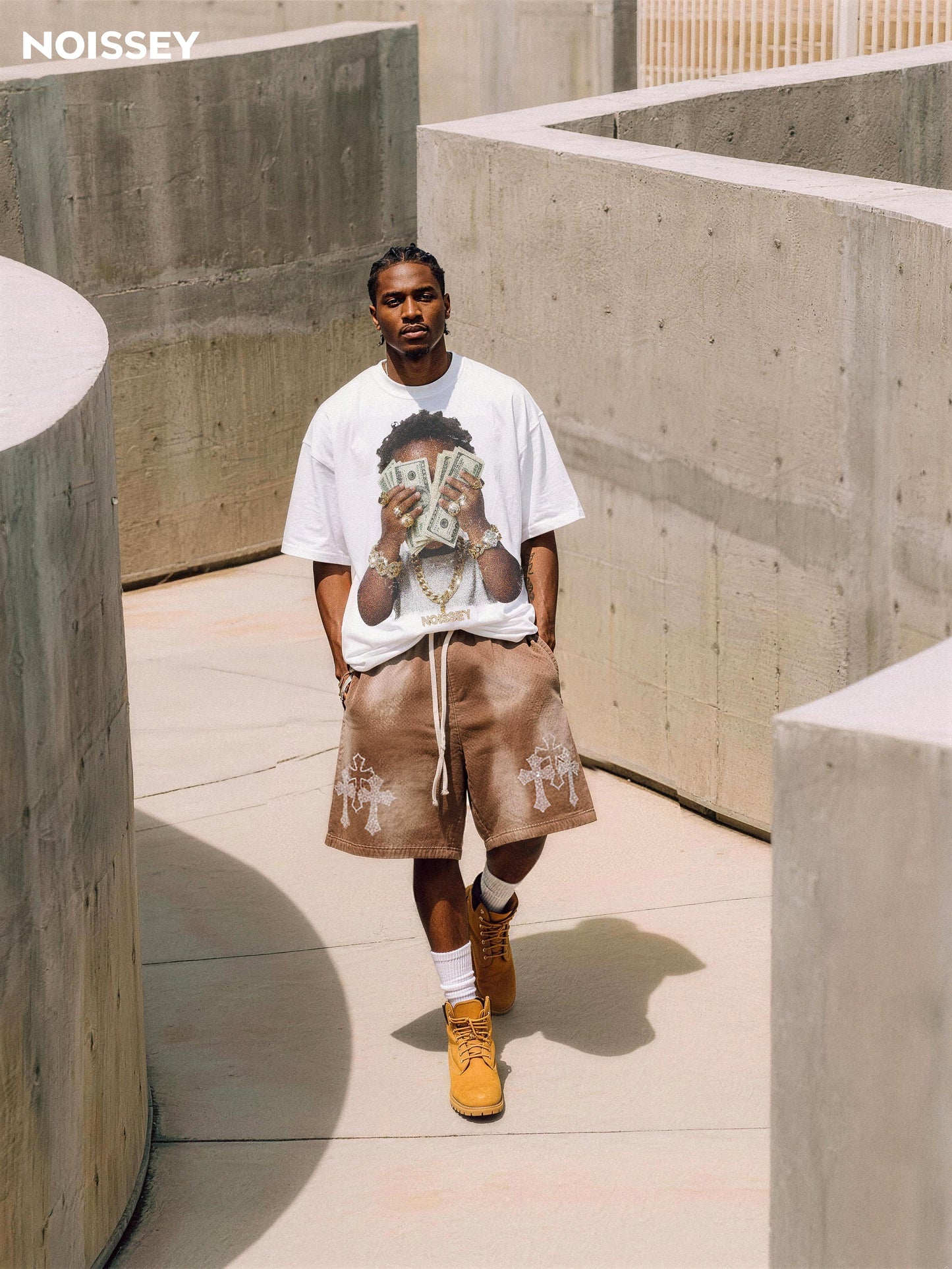 NOISSEY "Rich Forever" Boxy Heavyweight Cooling Tee - White