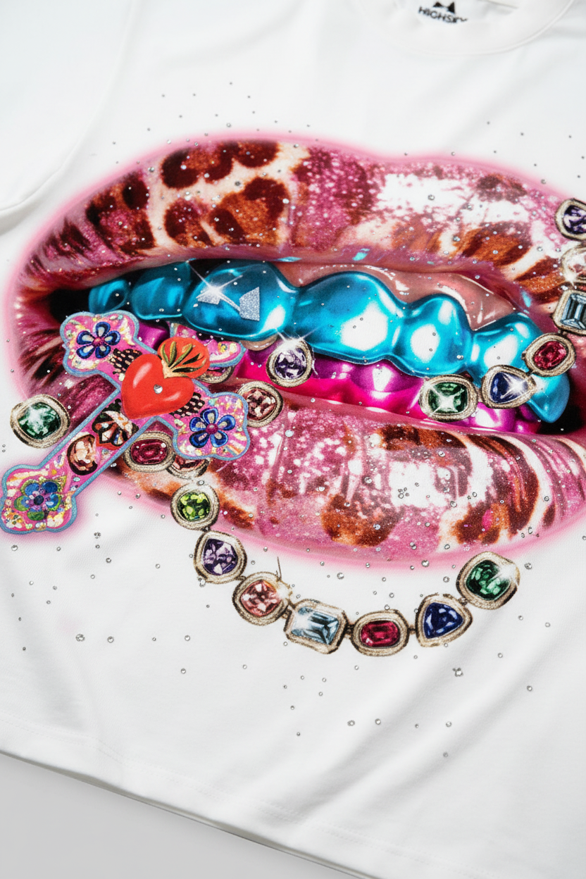 NOISSEY Colorful Lips Tee Detail 1